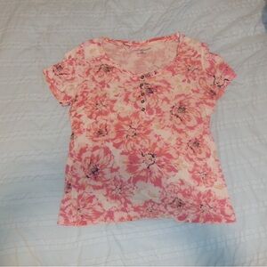 Croft & Barrow Pink Floral Short Sleeve Top